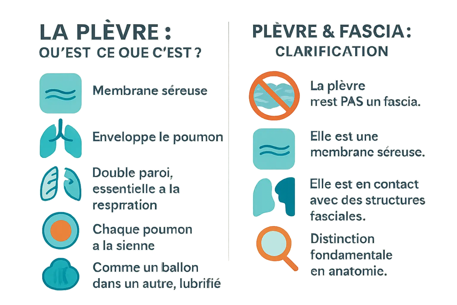 Schéma de la plèvre et de sa relation avec le fascia endothoracique